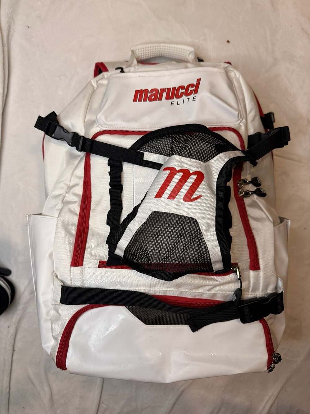 Marucci Elite Baseball Softball Bat Pack Backpack White and Red